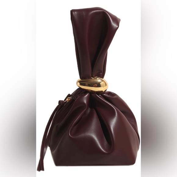 BILLINI LUCIA HANDLE BAG Knot Clutch Purse Vegan Leather Burgundy Handbag; NWOT - Picture 3 of 8